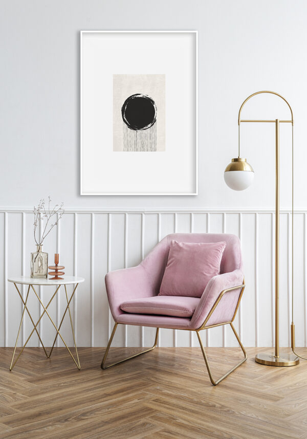 Obra minimalista de tinta goteando