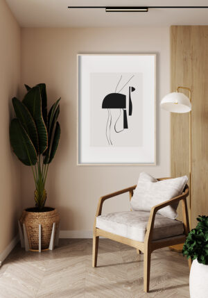Obra minimalista en blanco y negro