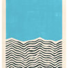 Impresión abstracta minimalista en azul y beige