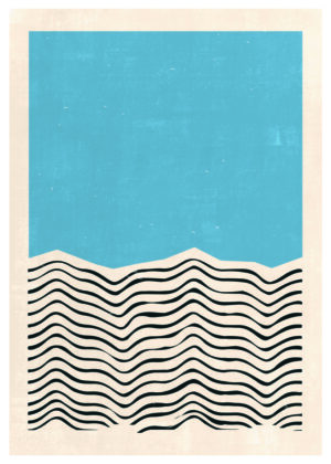 Impresión abstracta minimalista en azul y beige