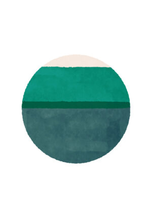 Círculo en acuarela verde en estilo minimal