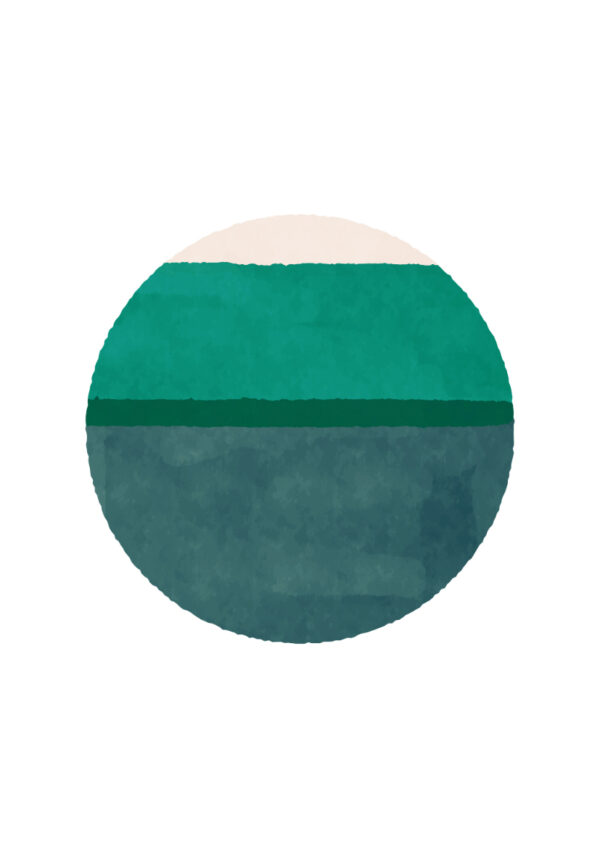 Círculo en acuarela verde en estilo minimal