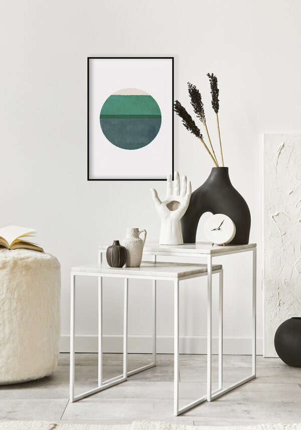 Círculo en acuarela verde en estilo minimal