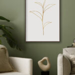 Ilustración minimalista de hoja dorada