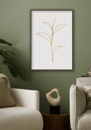 Ilustración minimalista de hoja dorada