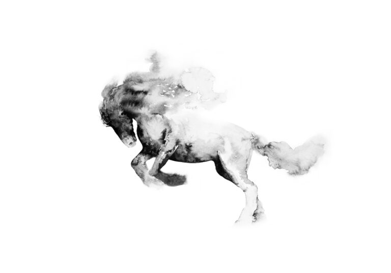 Arte de caballo en tinta negra abstracta