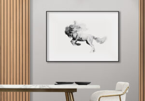 Arte de caballo en tinta negra abstracta