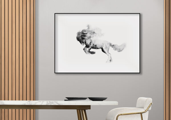 Arte de caballo en tinta negra abstracta