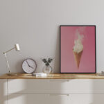 Helado surrealista con vapor