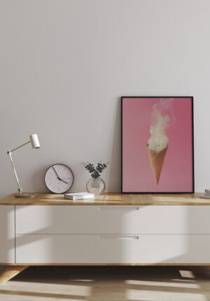 Helado surrealista con vapor