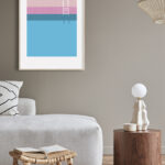 Arte minimalista de piscina en rosa y azul