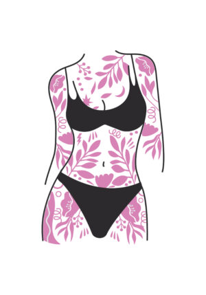 Ilustración de tatuaje floral en el cuerpo