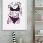 Ilustración de tatuaje floral en el cuerpo