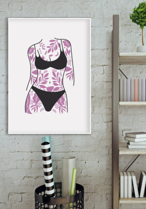 Ilustración de tatuaje floral en el cuerpo
