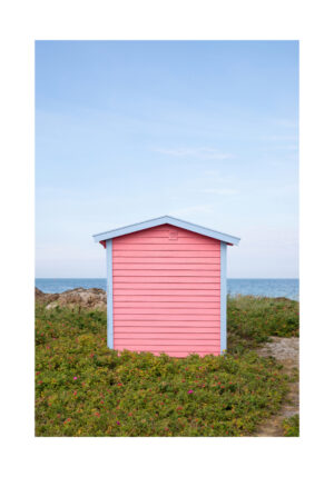 Cabaña rosa junto al mar