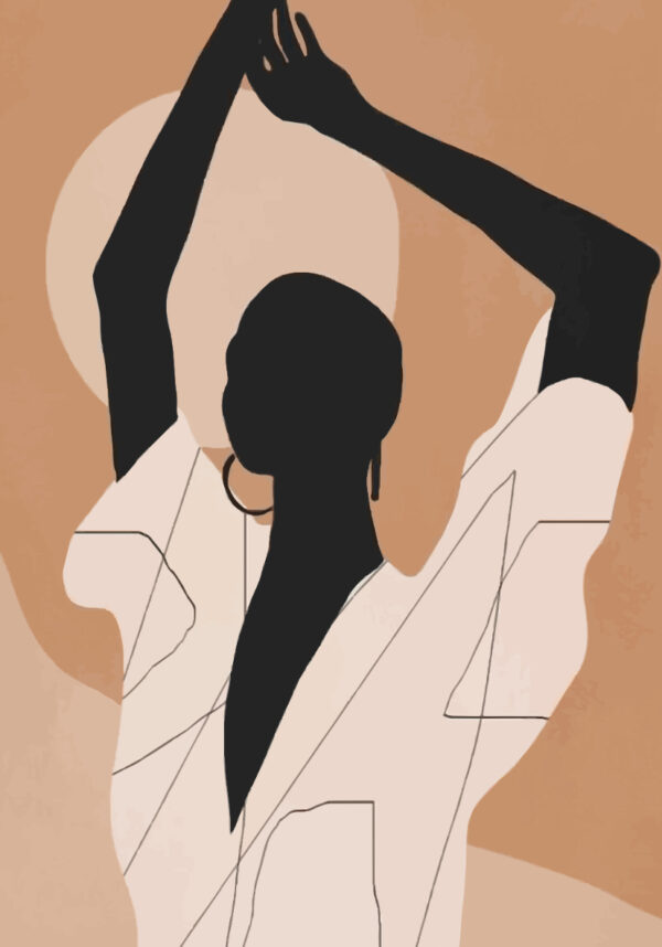 Obra minimalista de silueta abstracta