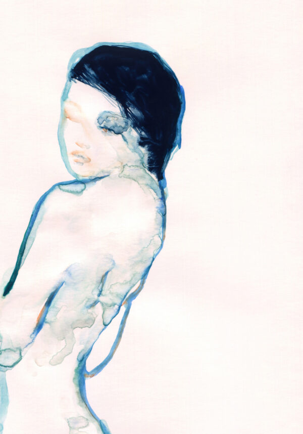 Retrato en acuarela con tonos suaves