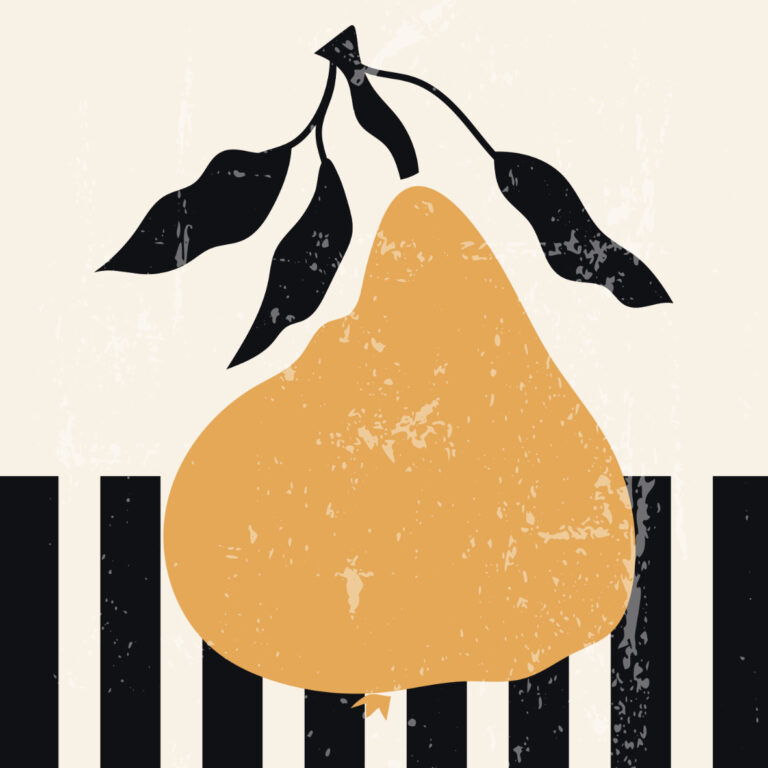 Ilustración minimalista de pera abstracta