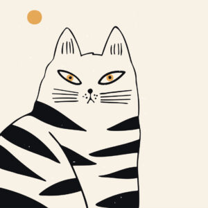 Ilustración moderna de gato en estilo abstracto