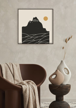 Ilustración minimalista de paisaje montañoso