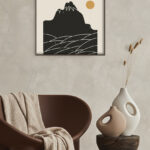 Ilustración minimalista de paisaje montañoso
