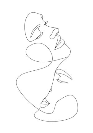 Ilustración lineal minimalista de rostro