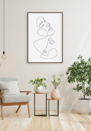 Ilustración lineal minimalista de rostro