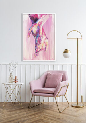 Pintura abstracta de manos entrelazadas