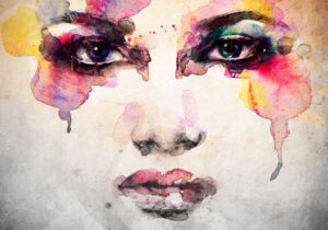 Retrato vibrante en acuarela con estilo artístico