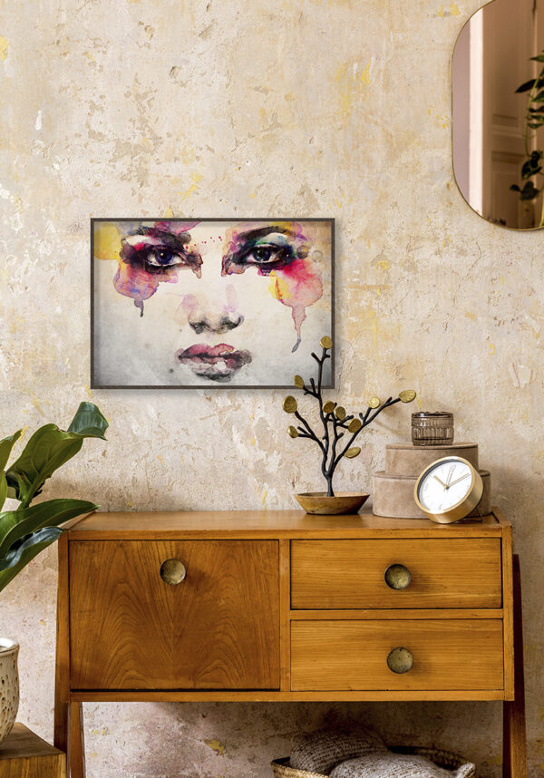 Retrato vibrante en acuarela con estilo artístico