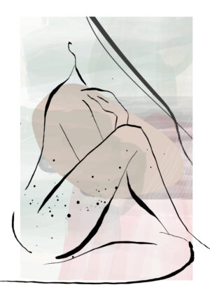 Boceto de silueta femenina en tonos pastel