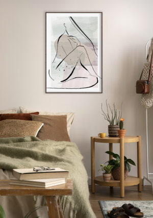 Boceto de silueta femenina en tonos pastel