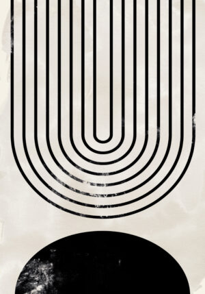 Impresión abstracta minimalista con formas geométricas