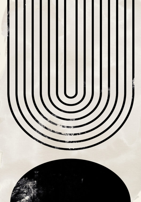 Impresión abstracta minimalista con formas geométricas