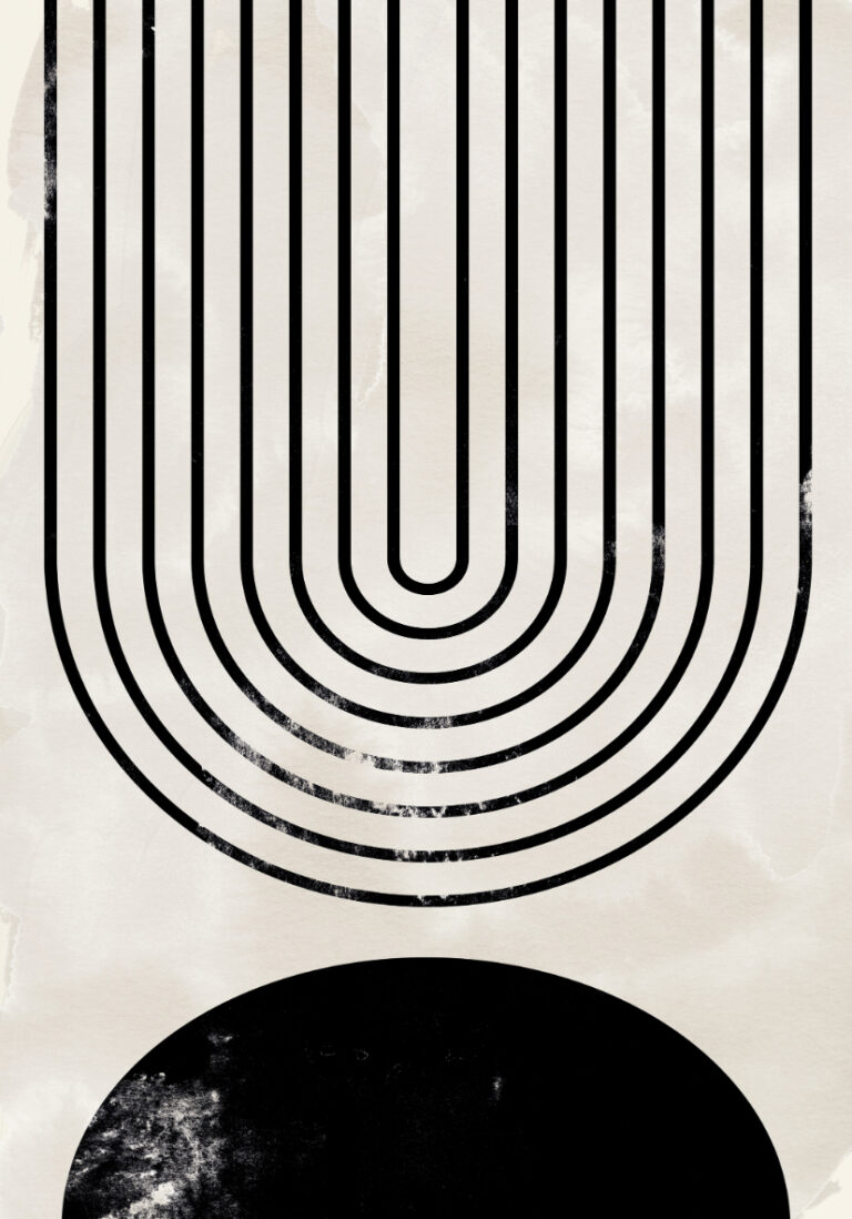 Impresión abstracta minimalista con formas geométricas