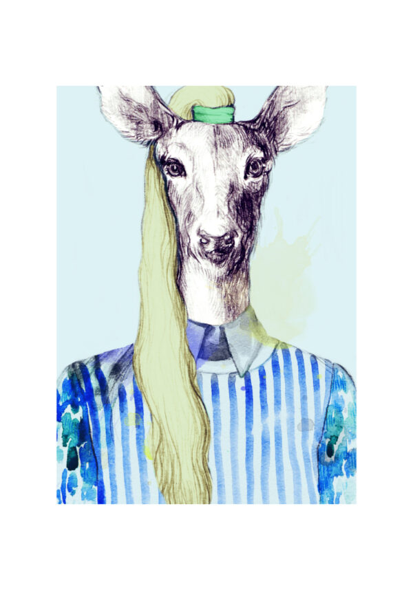Retrato artístico de un ciervo con estilo elegante