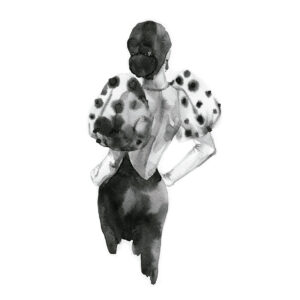 Ilustración de moda en tinta negra