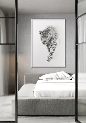 Leopardo en estilo minimalista blanco y negro