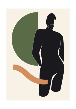 Figura abstracta minimalista en tonos oscuros