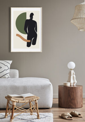 Figura abstracta minimalista en tonos oscuros