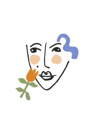Ilustración colorida de rostro abstracto