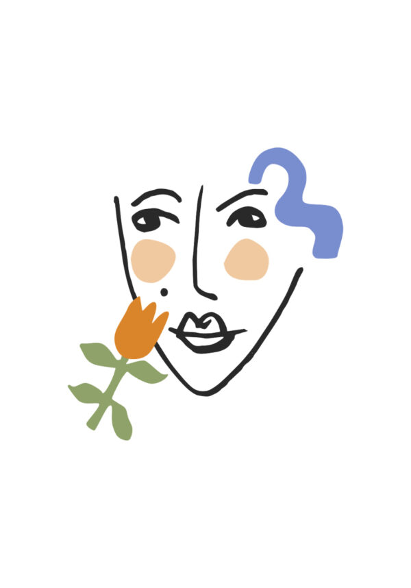 Ilustración colorida de rostro abstracto