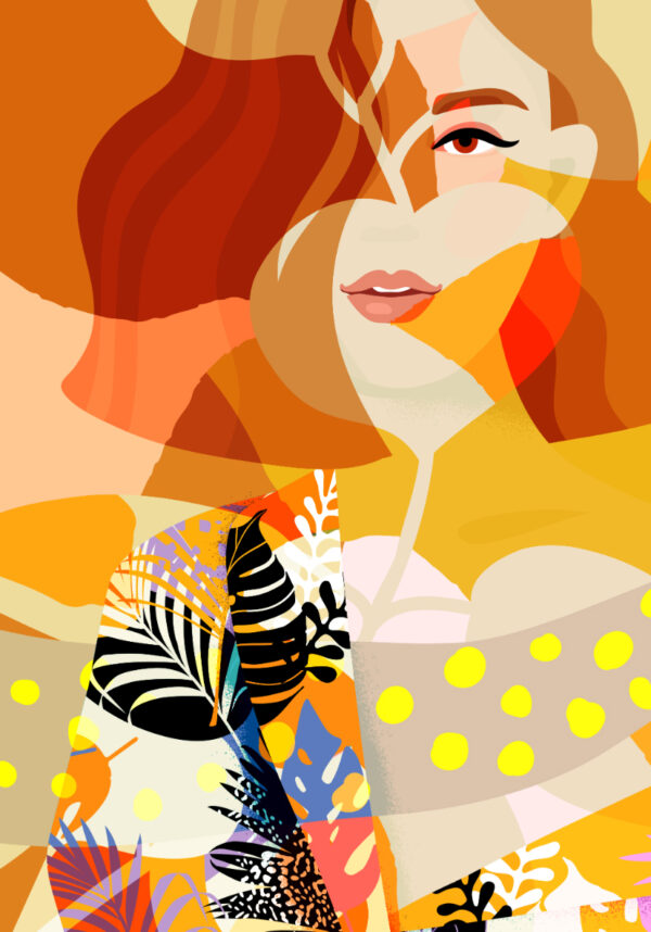 Ilustración de collage abstracto a color