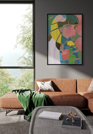Impresión de retrato abstracto con colores intensos