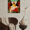 Retrato abstracto con patrones llamativos