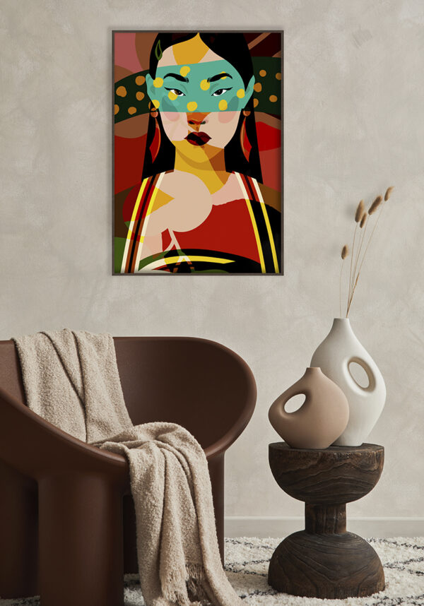 Retrato abstracto con patrones llamativos