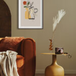 Ilustración floral en línea con estilo abstracto