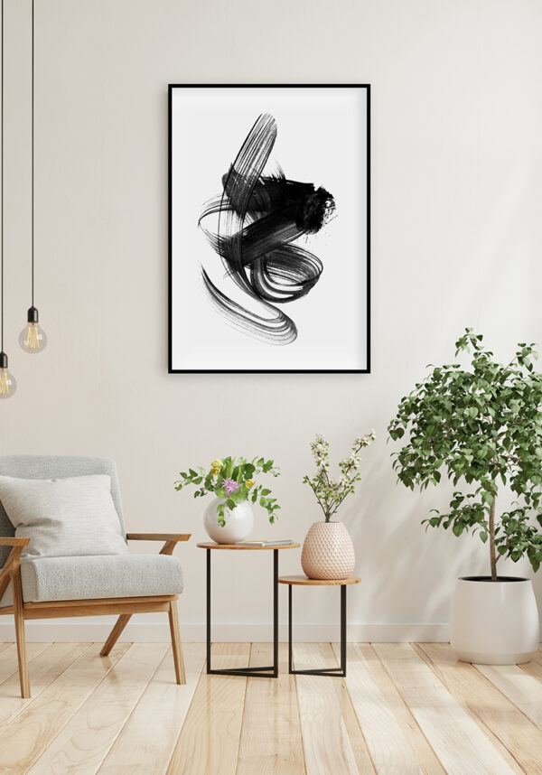 Arte de pincelada abstracta en monocromo