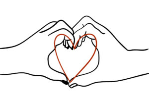 Manos minimalistas formando un corazón