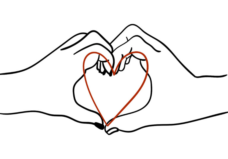 Manos minimalistas formando un corazón